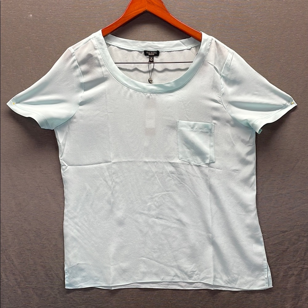 Talbots Green Silk Fitted‎ Short Sleeve T-Shirt
